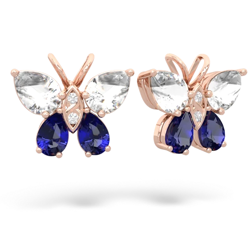 white topaz-lab sapphire butterfly earrings