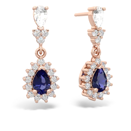 white topaz-lab sapphire dangle earrings