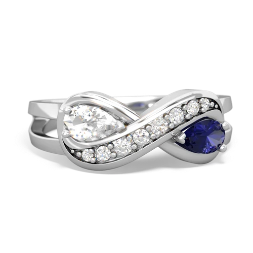 white topaz-lab sapphire diamond infinity ring