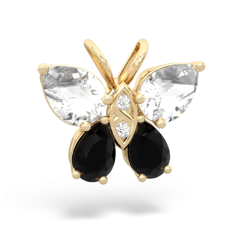 white topaz-onyx butterfly pendant