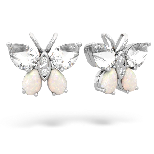 white topaz-opal butterfly earrings