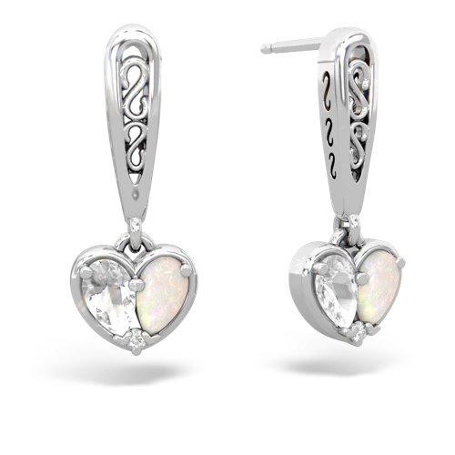white topaz-opal filligree earrings