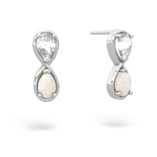 white topaz-opal infinity earrings