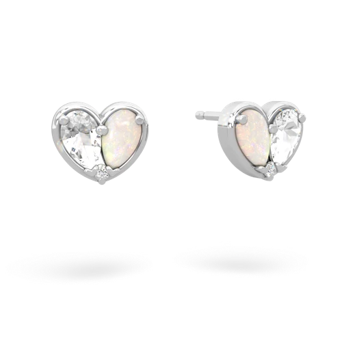 white topaz-opal one heart earrings