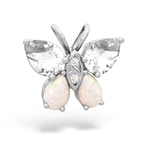 white topaz-opal butterfly pendant