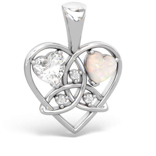white topaz-opal celtic heart pendant
