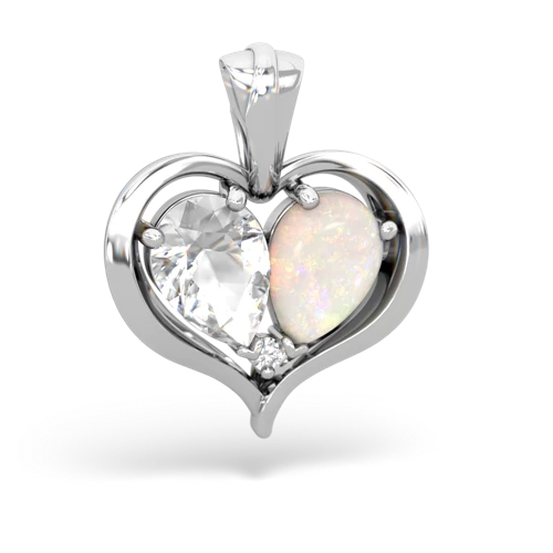 white topaz-opal half heart whole pendant