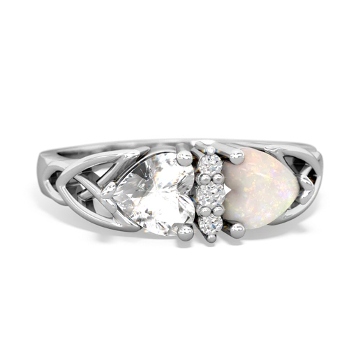 white topaz-opal celtic ring