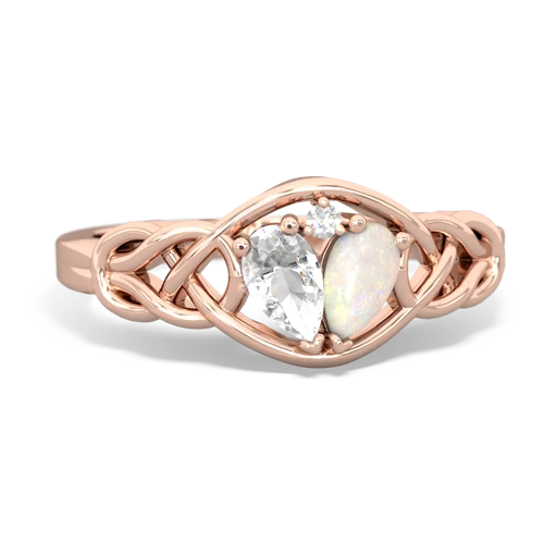 white topaz-opal celtic knot ring