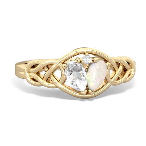 white topaz-opal celtic knot ring