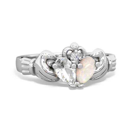 white topaz-opal claddagh ring