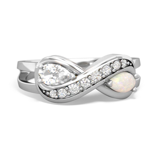 white topaz-opal diamond infinity ring
