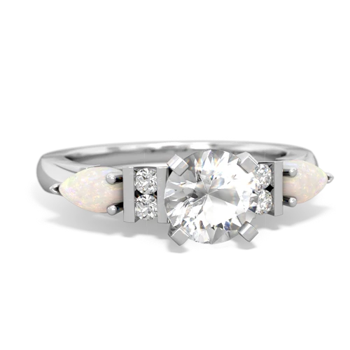 white topaz-opal engagement ring