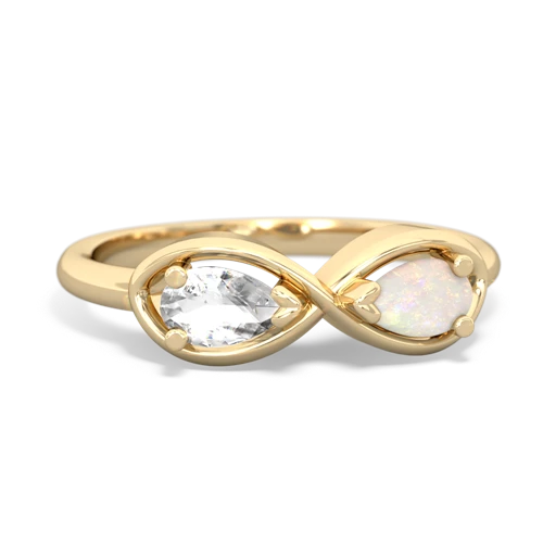 white topaz-opal infinity ring