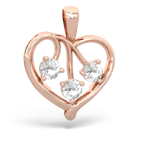 white topaz love heart pendant