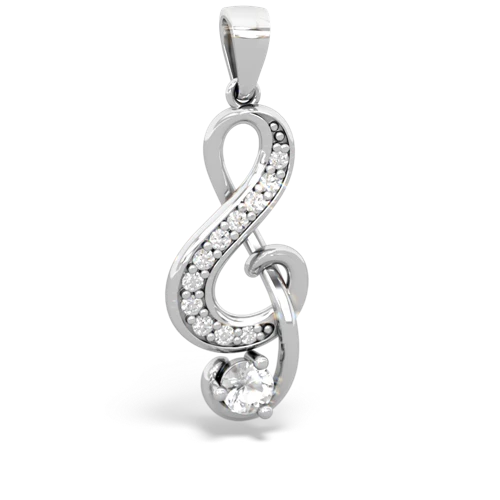 white topaz treble clef pendant