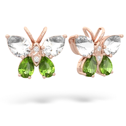 white topaz-peridot butterfly earrings