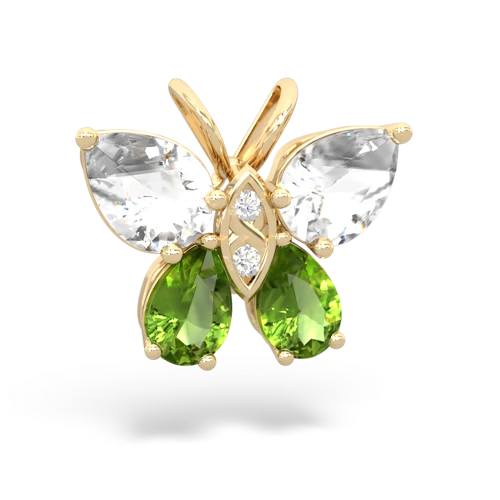 white topaz-peridot butterfly pendant