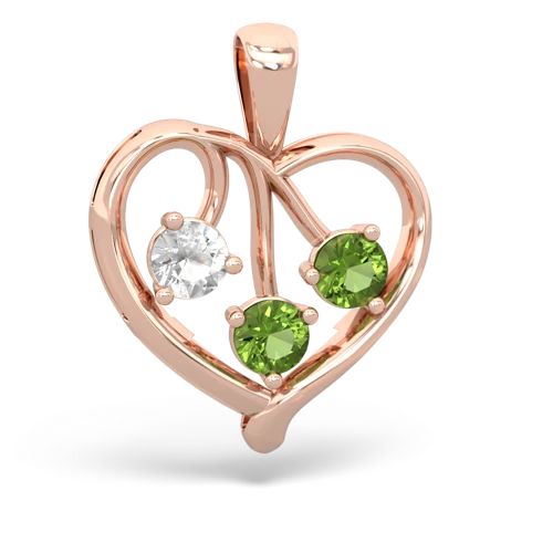 white topaz-peridot love heart pendant