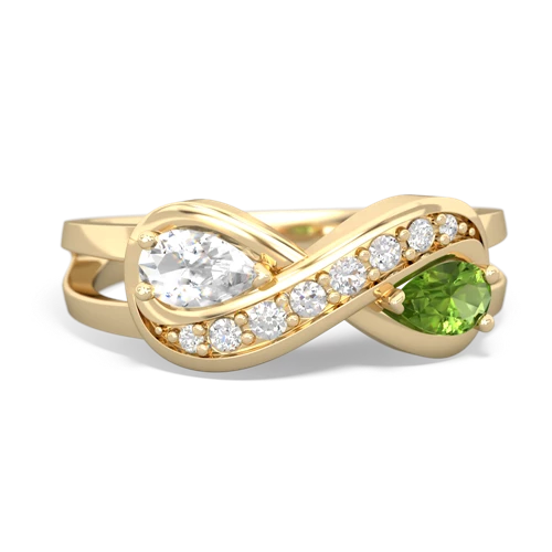 white topaz-peridot diamond infinity ring