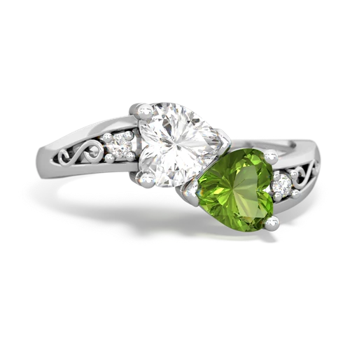 white topaz-peridot filligree ring