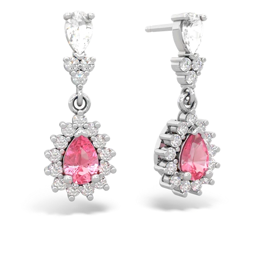 white topaz-pink sapphire dangle earrings