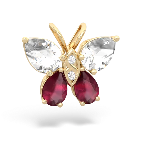 white topaz-ruby butterfly pendant