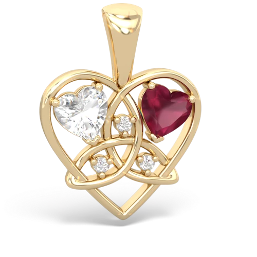 white topaz-ruby celtic heart pendant