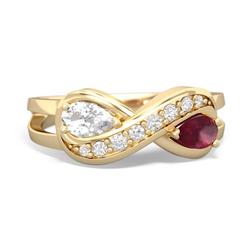 white topaz-ruby diamond infinity ring