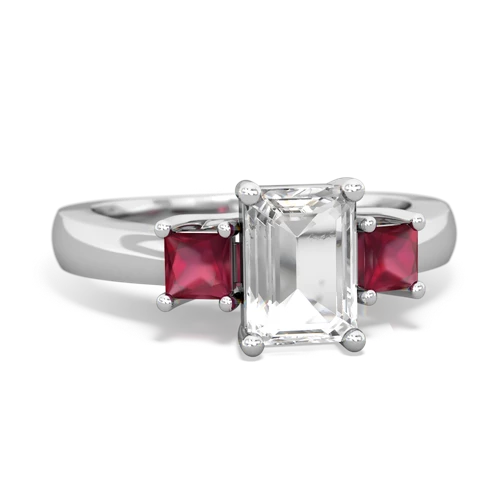 white topaz-ruby timeless ring