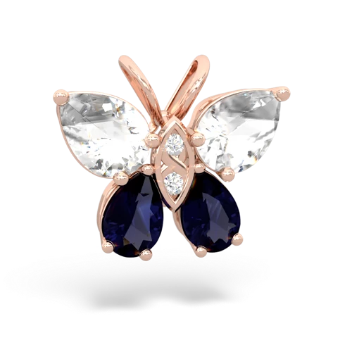 white topaz-sapphire butterfly pendant