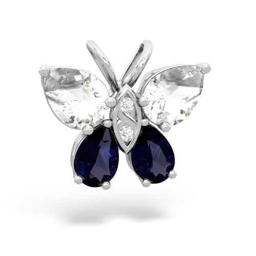white topaz-sapphire butterfly pendant