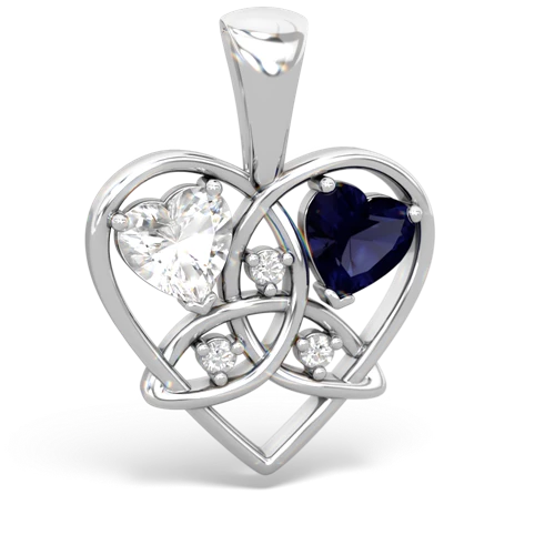 white topaz-sapphire celtic heart pendant