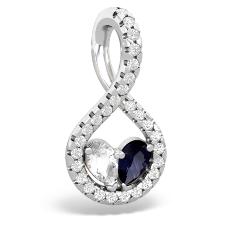 white topaz-sapphire pave twist pendant