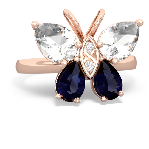 white topaz-sapphire butterfly ring