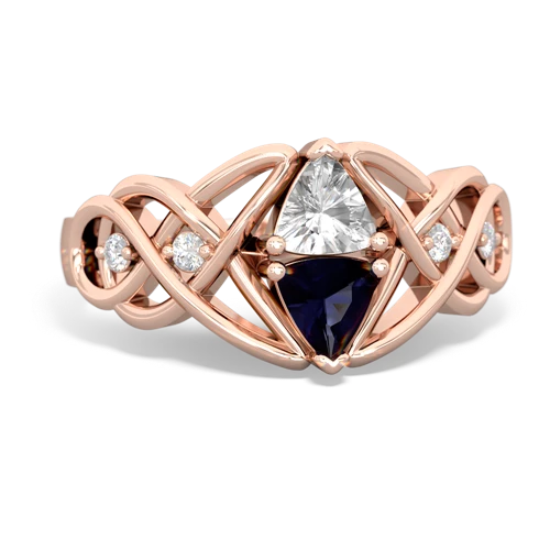 white topaz-sapphire celtic knot ring