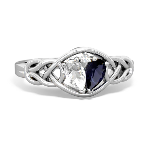 white topaz-sapphire celtic knot ring