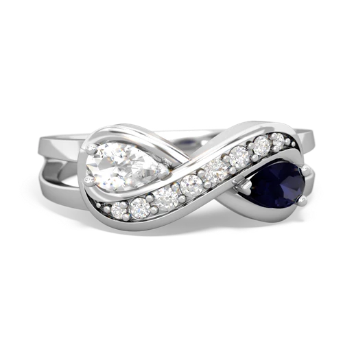 white topaz-sapphire diamond infinity ring