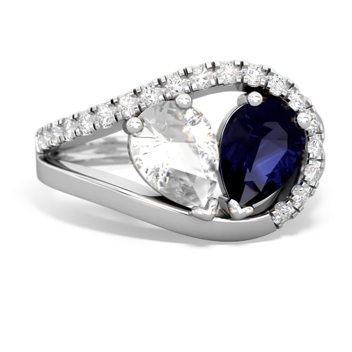 white topaz-sapphire pave heart ring