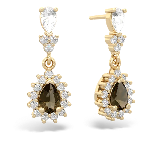 white topaz-smoky quartz dangle earrings