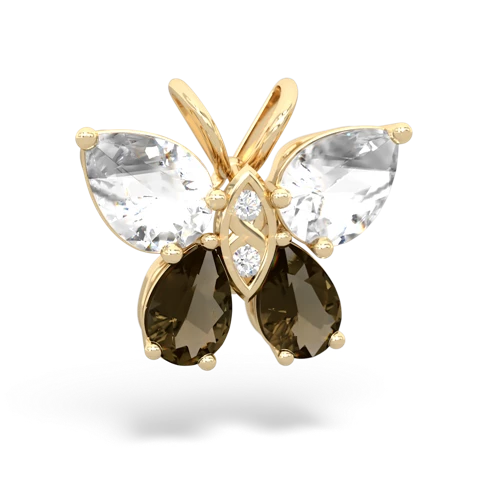 white topaz-smoky quartz butterfly pendant