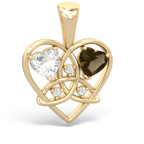 white topaz-smoky quartz celtic heart pendant