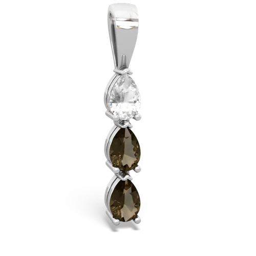 white topaz-smoky quartz three stone pendant