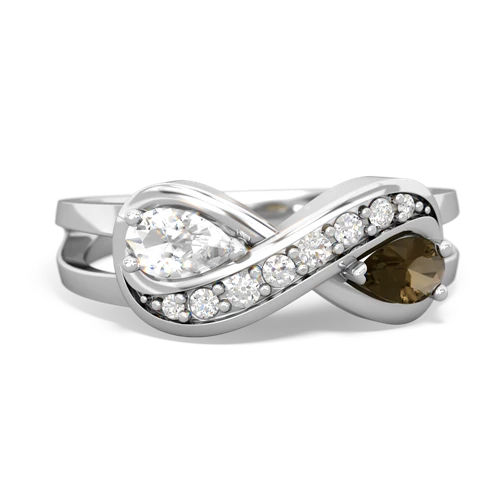 white topaz-smoky quartz diamond infinity ring
