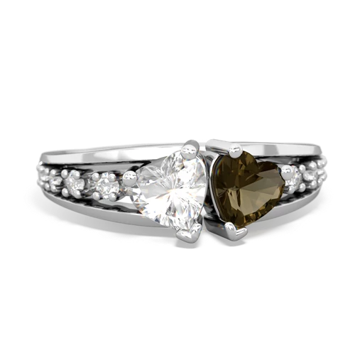 white topaz-smoky quartz modern ring