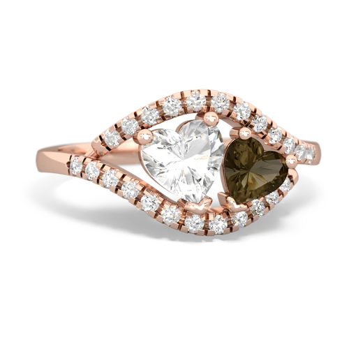 white topaz-smoky quartz mother child ring