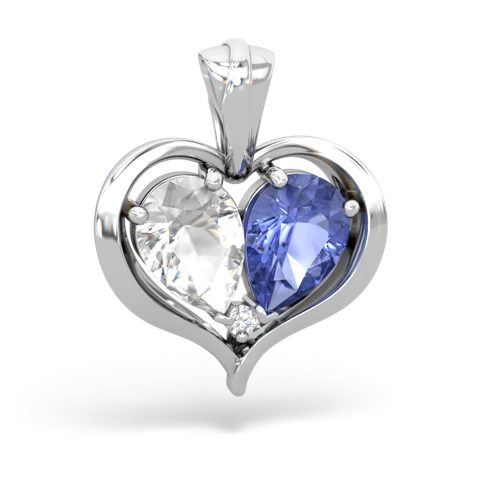 white topaz-tanzanite half heart whole pendant