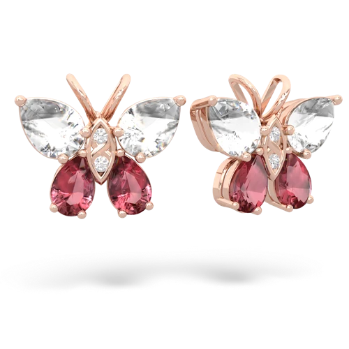white topaz-tourmaline butterfly earrings