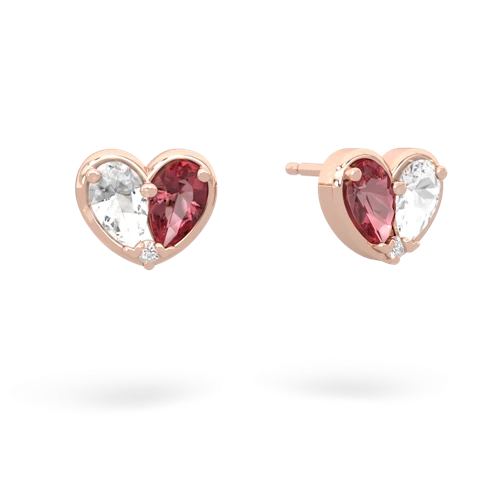 white topaz-tourmaline one heart earrings