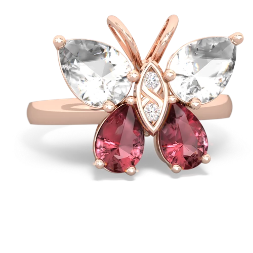 white topaz-tourmaline butterfly ring